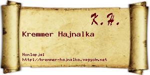 Kremmer Hajnalka névjegykártya